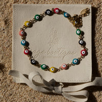 Rainbow Evil Eye Anklet - Sage Boutique✨
