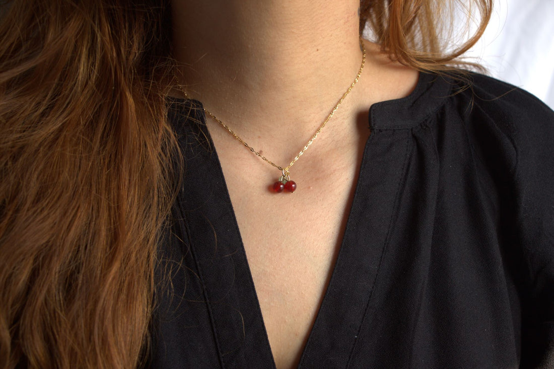 Carnelian x Jade Cherry Necklace