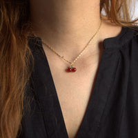 Carnelian x Jade Cherry Necklace