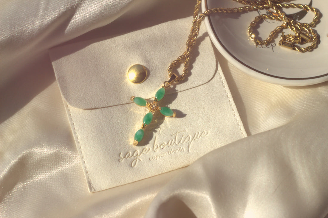 Bright Jade Cross Necklace