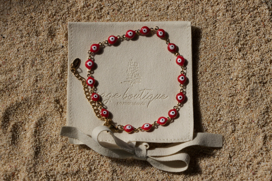 Red Evil Eye Anklet - Sage Boutique✨